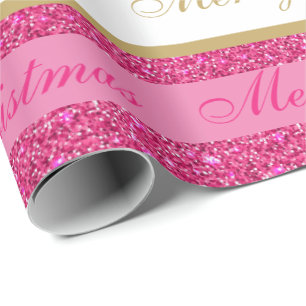 Papier Cadeau Papier-Parties scintillant Faux de Noël rayé