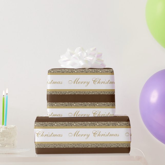 Papier Cadeau Papier-Parties scintillant Faux de Noël rayé (Cadeaux de fête)