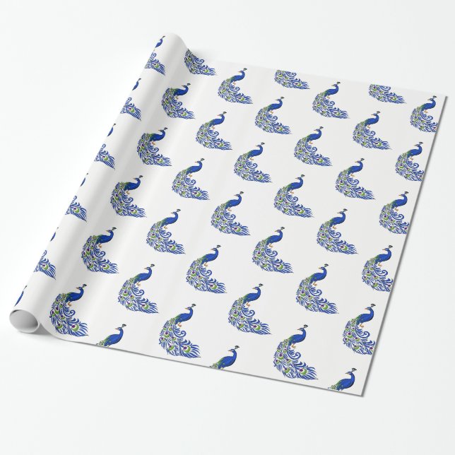 Papier Cadeau Papier-Peacocks de Noël (Déroulé)