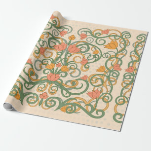 Papier Cadeau Papier peint floral de style Art nouveau, Vintage