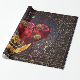 Papier Cadeau Papier peint vintage de coeurs de Steampunk