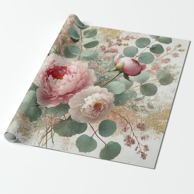 Papier Cadeau Papier Peony Drama (Déroulé)