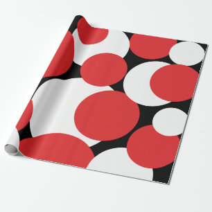 Papier Cadeau Papier Pois noir, blanc et rouge