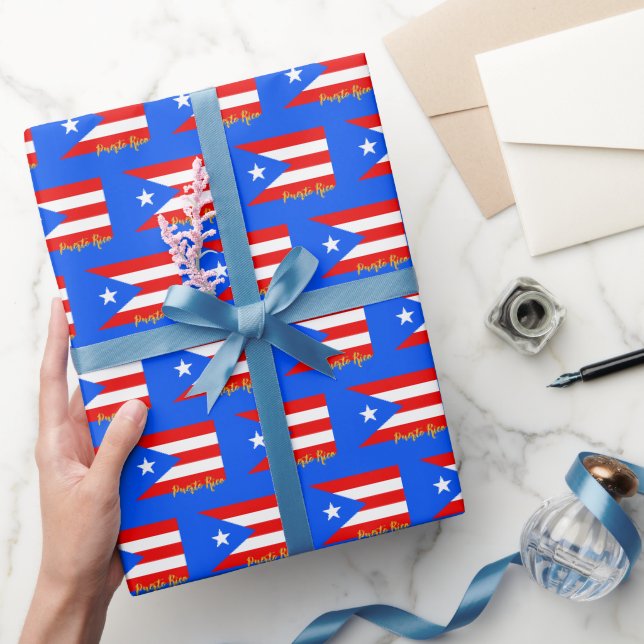Papier Cadeau Papier Porto Rico, bleu, Drapeau patriotique (Cadeaux)