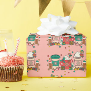 Papier Cadeau Papier Rose de café de vacances