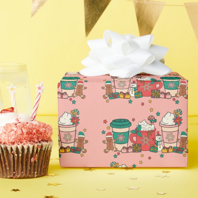 Papier Cadeau Papier Rose de café de vacances (Fête d'anniversaire)