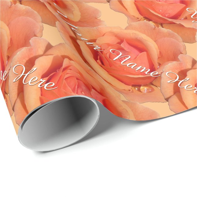 Papier Cadeau Papier Rose orange papier Rose personnalisé (Coin rond)