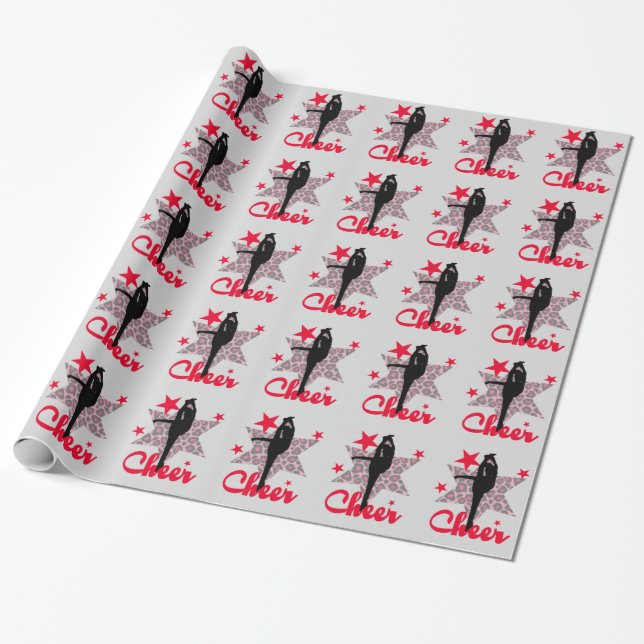 Papier Cadeau Papier rouge d'emballage cadeau de pom-pom girl (Déroulé)