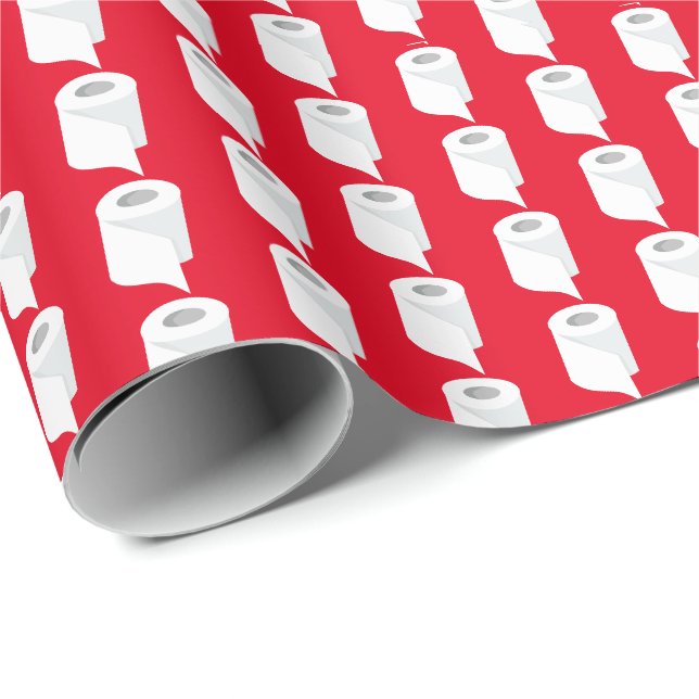 Papier Cadeau Papier Toilet Roll Funny Quarantine Thème Rouge (Coin rond)
