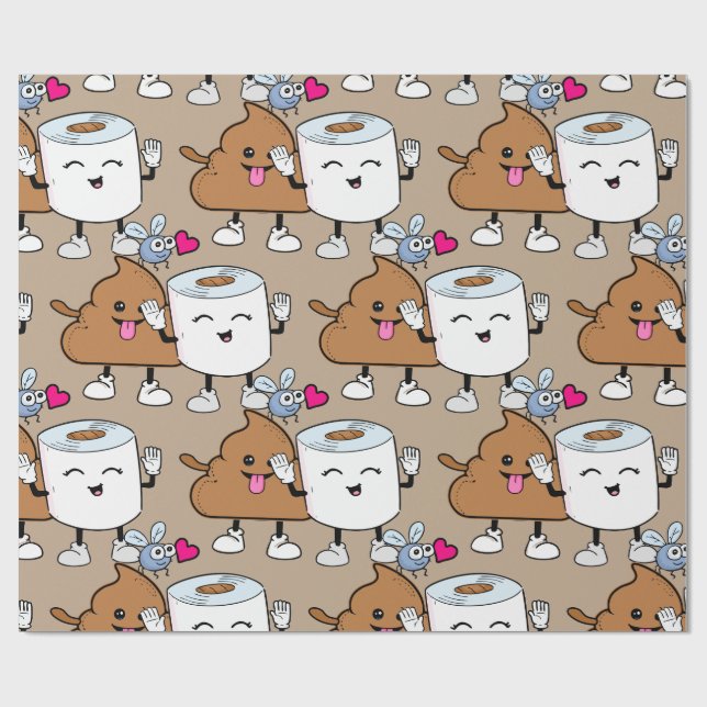 Papier Cadeau Papier toilette. Coeur de vol. humour sucré amusan (Plat)
