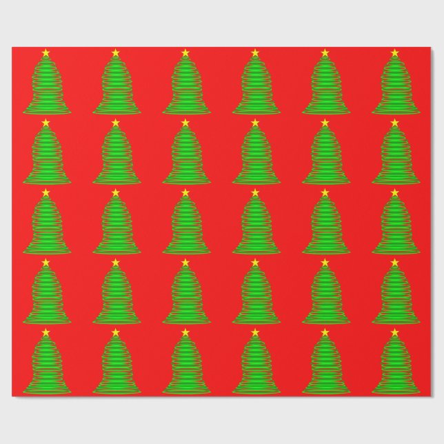 Papier Cadeau Papier vert à enveloppement rouge de l'arbre de No (Plat)