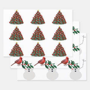 Papier Cadeau Papiers à enveloppement de Noël assortis 3 feuille