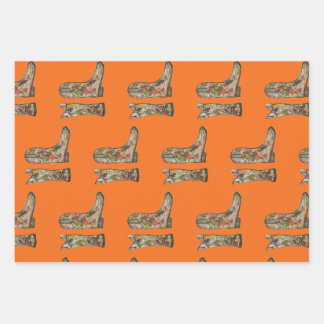 Papier Cadeau Papiers cadeaux bottes de cow-boy Feuille plate en