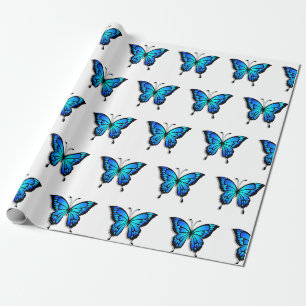 Papier cadeau Papillon bleu vif