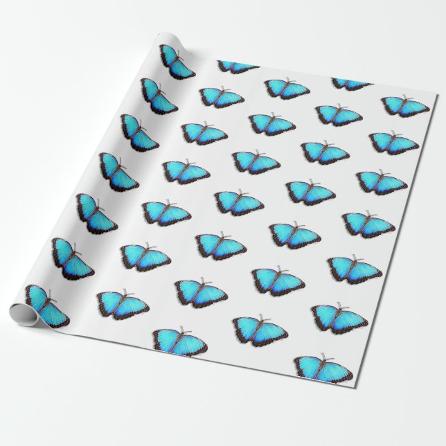 Papier cadeau Papillon bleu vif (Déroulé)