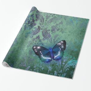 Papier Cadeau Papillon Damas Vintage Iridescente