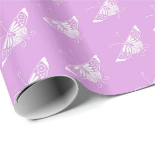 Papier Cadeau Papillon déco stylisé - orchidée légère