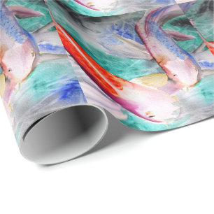 Papier Cadeau Papillon Koi aquarelle japonais Poisson Art