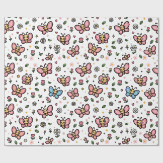 Papier Cadeau Papillon Mignon Motif Floral Sans Couture Kawaii