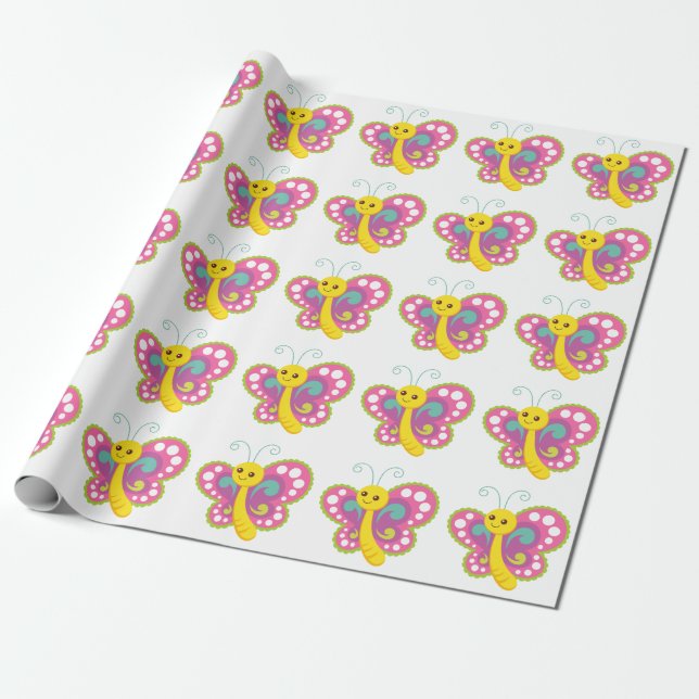 Papier Cadeau Papillon mou - Papier à envelopper (Déroulé)
