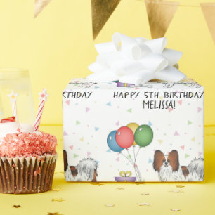 Papier Cadeau Papillon Red Sable Mignon et Heureux Chien - Anniv