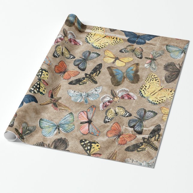 Papier Cadeau Papillon rustique (Déroulé)