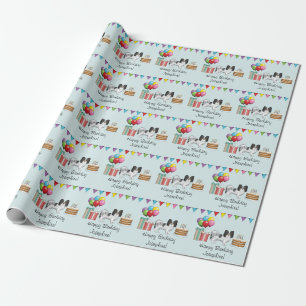 Papier Cadeau Papillon tricolore Joyeux anniversaire de chien Co