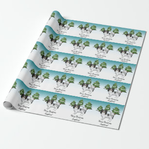 Papier Cadeau Papillon tricolore mignon dans une forêt hivernale