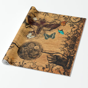 Papier Cadeau Papillon victorien grunge de Steampunk