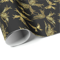 Papillons Abstraits en or et noir