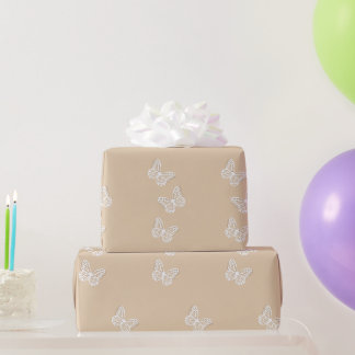 Papier Cadeau Papillons Blancs – Élégante Inspiration Naturelle 