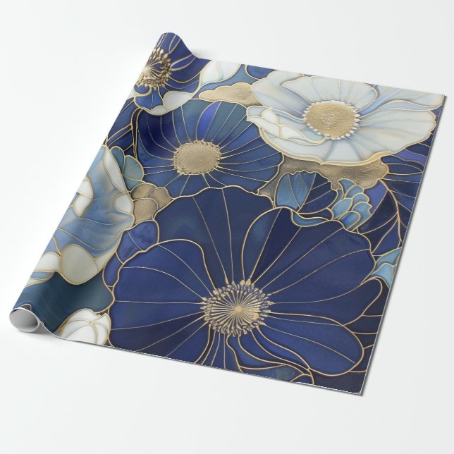 Papier Cadeau Papillons bleus Vintages inspirés (Déroulé)