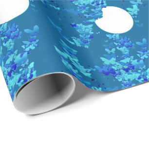 Papier Cadeau Papillons contre ciel bleu nuit, paysage lunaire