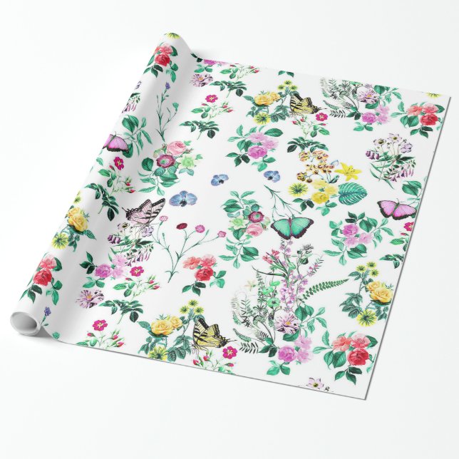 Papier Cadeau Papillons floraux enveloppes cadeaux (Déroulé)
