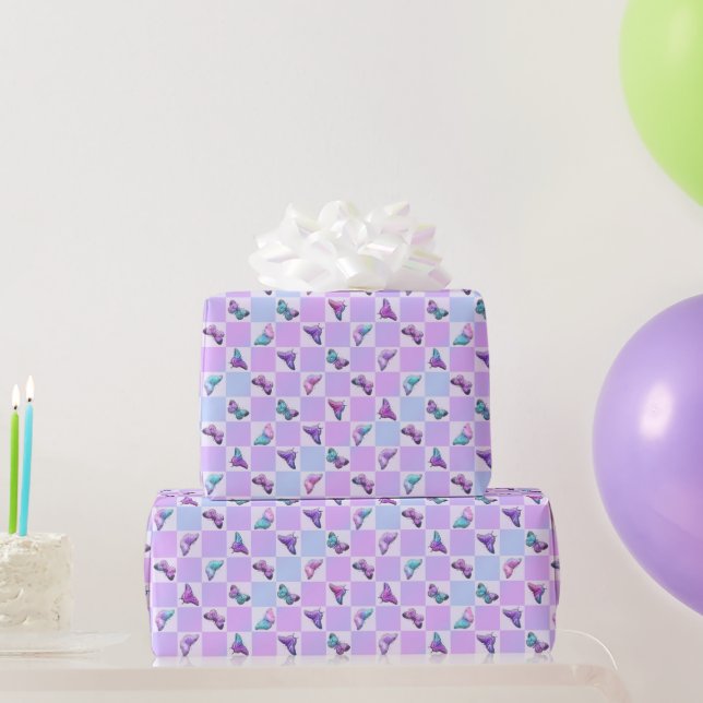 Papier Cadeau Papillons holographiques tableau de bord pourpre (Cadeaux de fête)