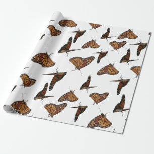Papier Cadeau papillons orange 