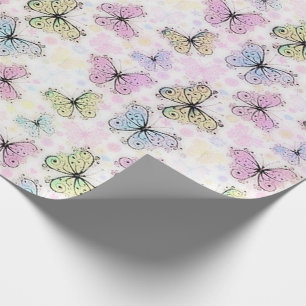 Papier Cadeau papillons pastel
