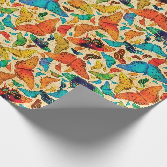 Papier Cadeau Papillons quotidiens de Flutterby sur le beige (Coin)