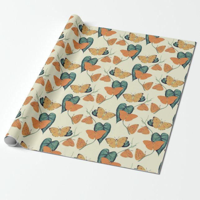 Papier Cadeau Papillons rétro (Déroulé)