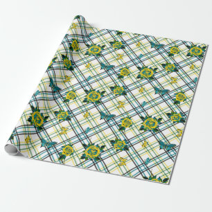 Papier Cadeau Papillons Rose de tatouage Turquoise jaune Plaid