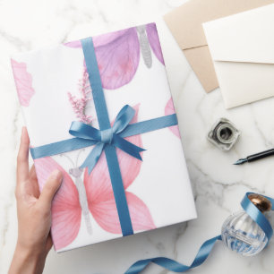 Papier Cadeau Papillons roses délicats