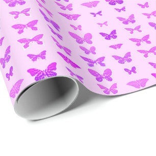 Papier Cadeau Papillons, violet, violet et orchidée