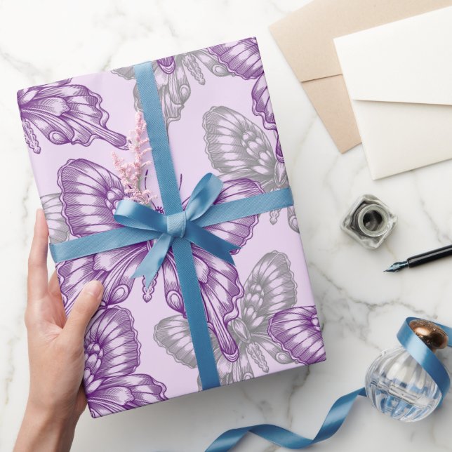 Papier Cadeau Papillons Violets (Cadeaux)