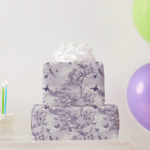 Papier Cadeau Papillons violets de mariage sur fond violet