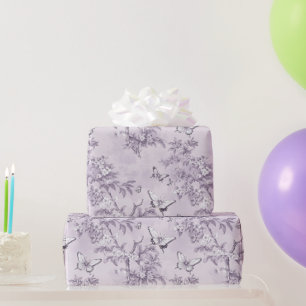 Papier Cadeau Papillons Violets de Mariage sur Fond Violet