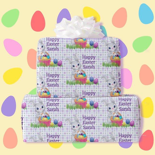 Papier Cadeau Pâques Ajouter le nom de l'enfant Jote Basket oeuf (Créateur téléchargé)