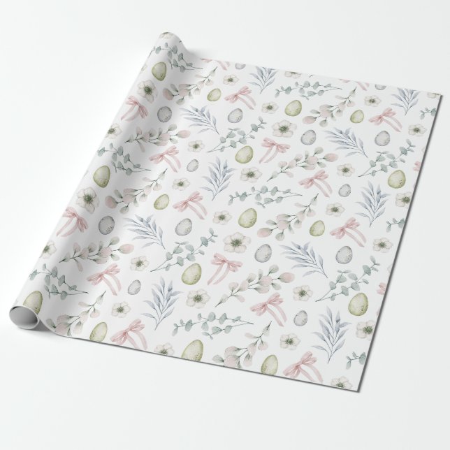 Papier Cadeau Pâques blanches esthétiques (Déroulé)