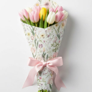 Papier Cadeau Pâques Floral   Fleur de printemps pastel