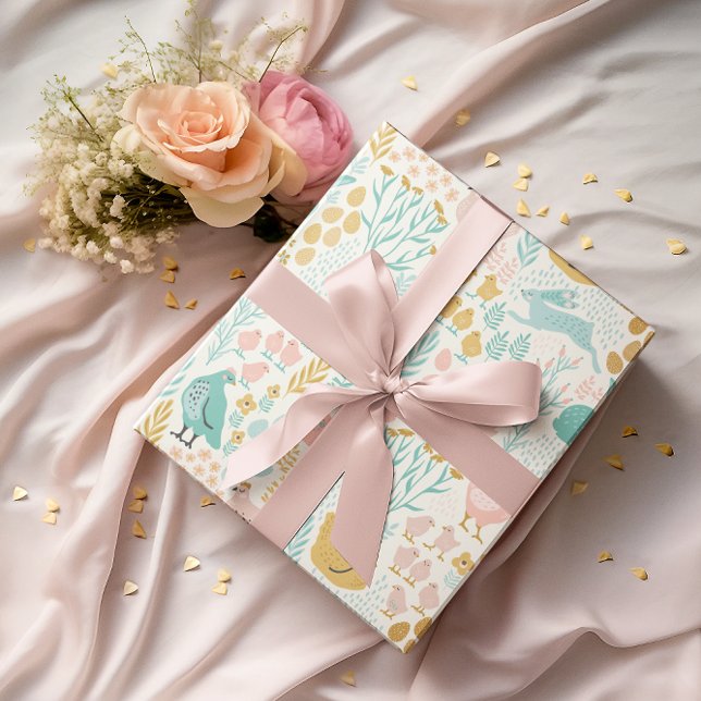 Papier Cadeau Pâques pastel couleurs symboles sans couture motif (Créateur téléchargé)