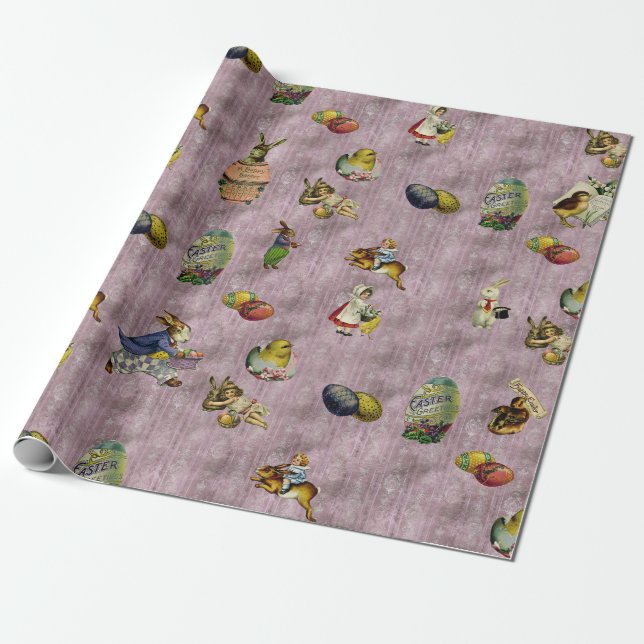 Papier Cadeau Pâques vintage (Déroulé)
